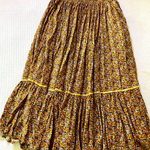 NATURAL LIFE Floral A-Line Skirt - Brown and Yellow